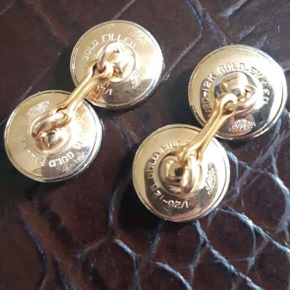 1930/40s Dolan & Bullock Art Deco Gold Filled MOP Cuff Link and Stud Set - Picture 8 of 16